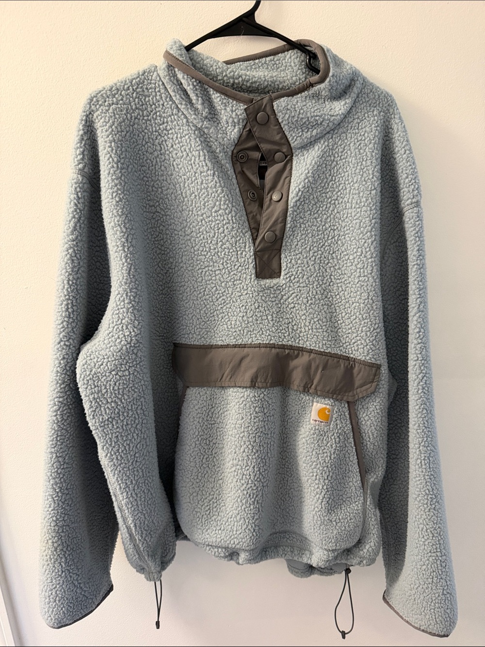Carhartt Powder Blue Sherpa Pullover with Brown Trim